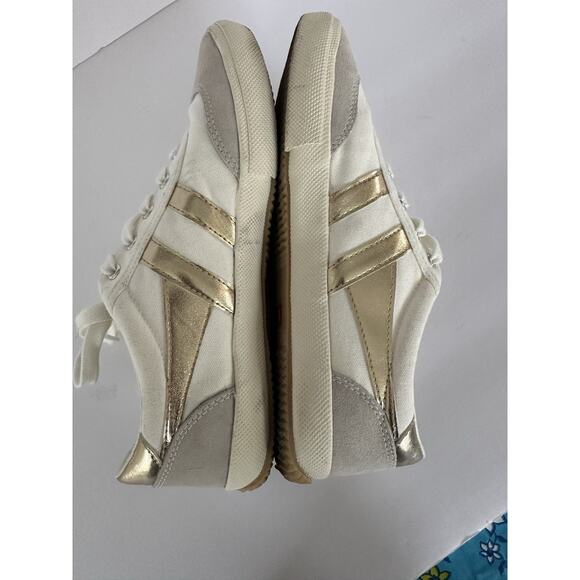 Gola Badminton Clas548 Casual Trainers Off White/Gold Size 8.5 - Picture 6 of 14